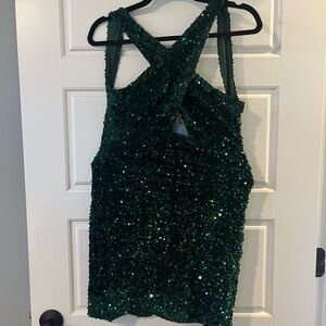 Green Sequin Sleeveless Dress